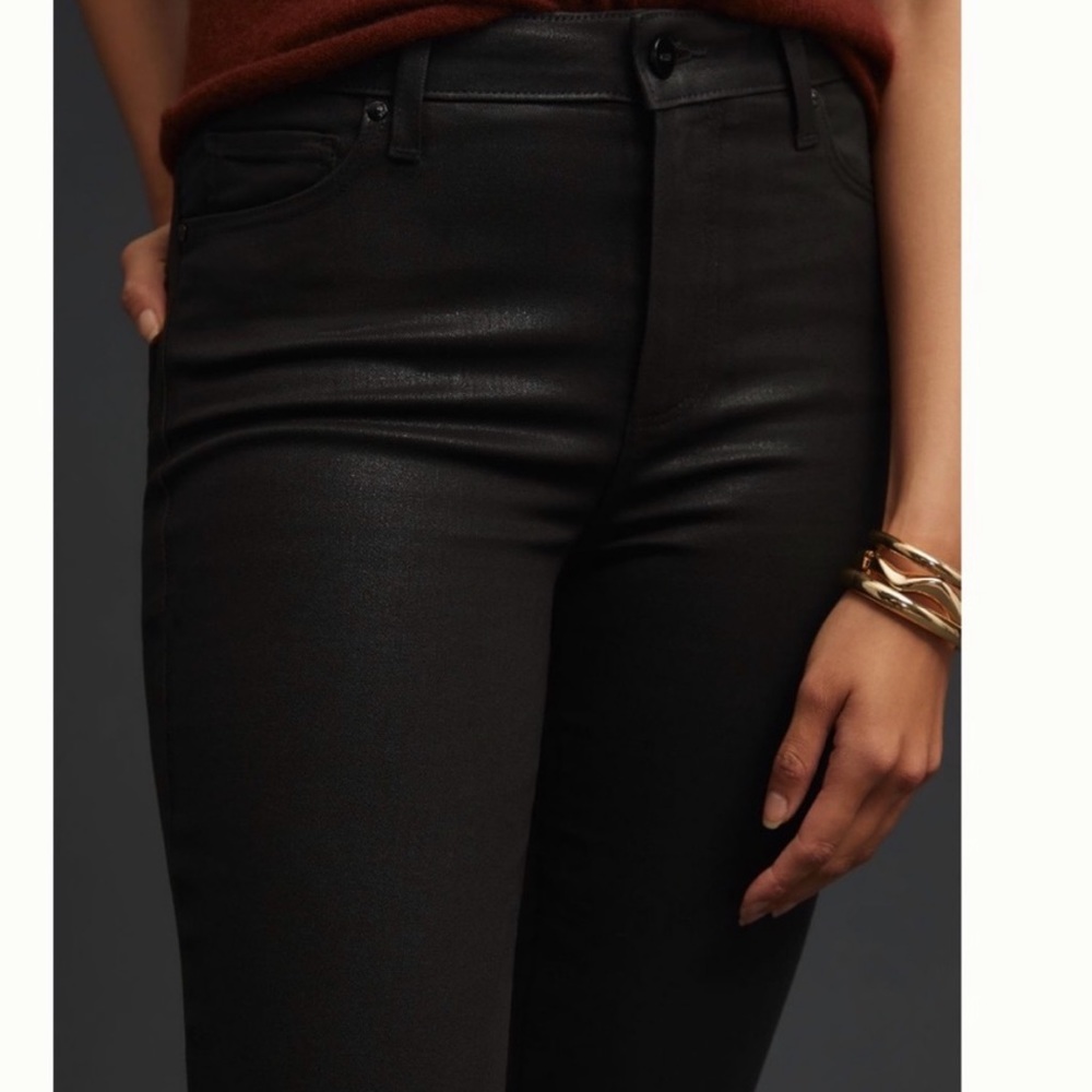 Paige Cindy Mid-Rise Coated Straight Black Jeans size 30 NWT - Picture 3 of 15